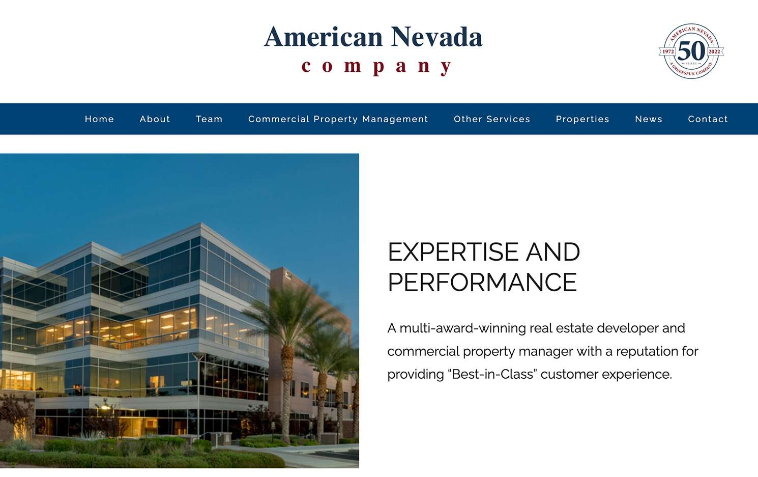 American Nevada Company's website home page.